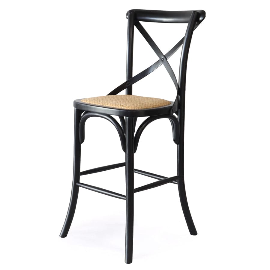 Cross Back Counter Stool Black Black Mango Black Mango Interiors