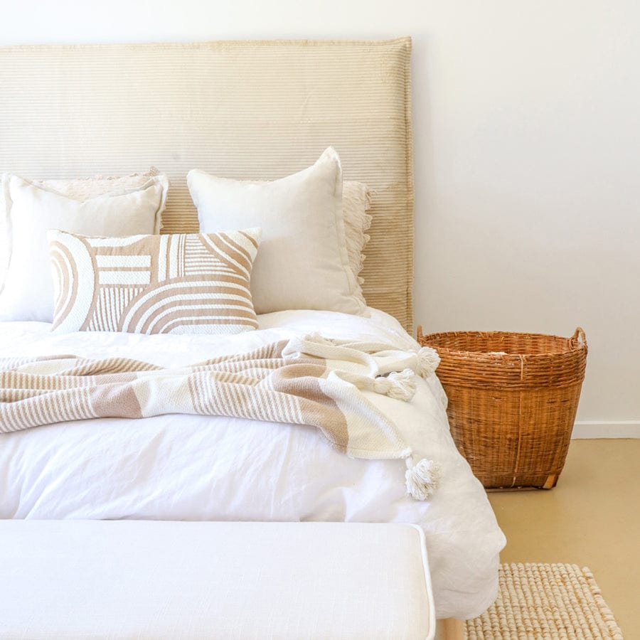 Juno Bedhead with Slipcover King Size Almond Corduroy By Black Mango