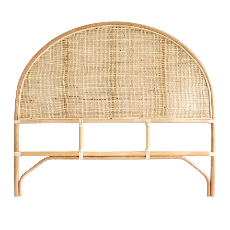 Lennox Rounded Rattan Bedhead Queen Size Natural By Black Mango
