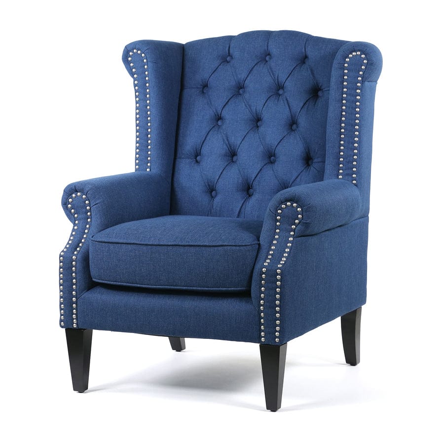 Royale Wingback Arm Chair Navy Black Mango Interiors