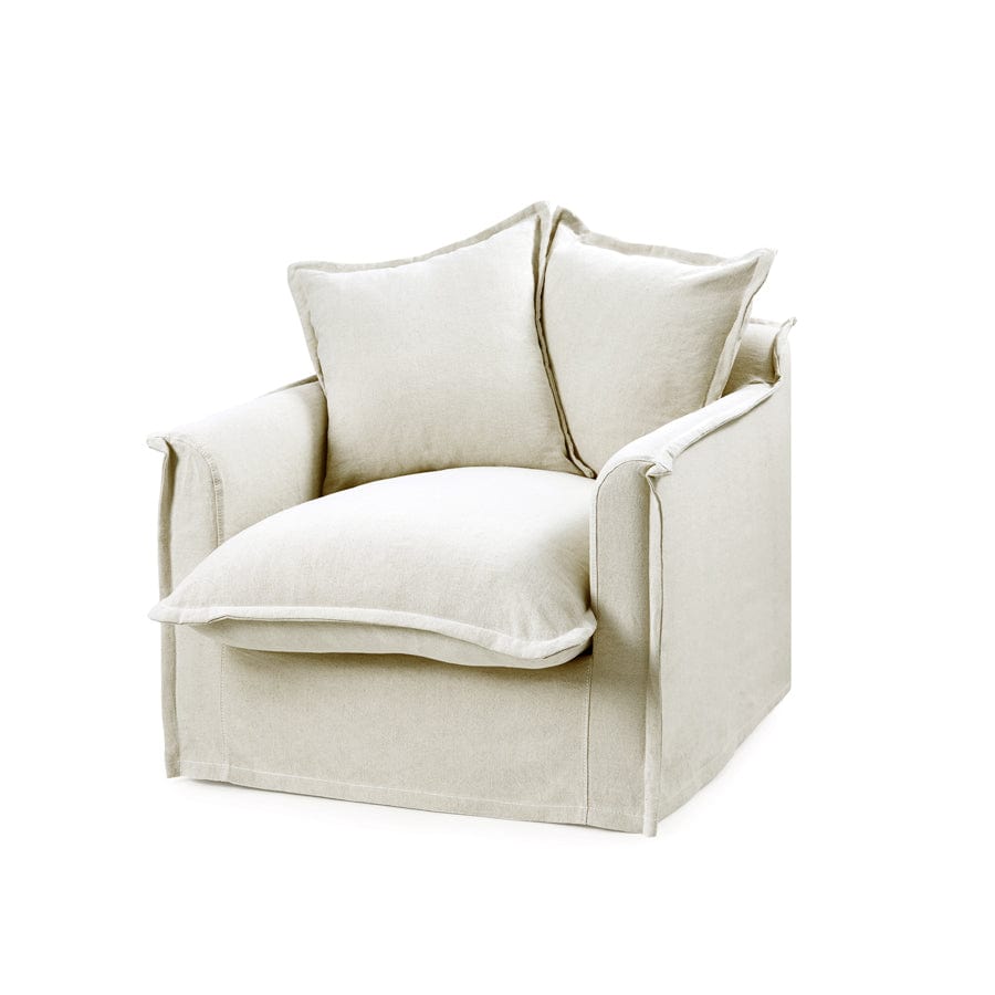 The Cloud Single Seater with Stone Slipcover Black Mango Interiors