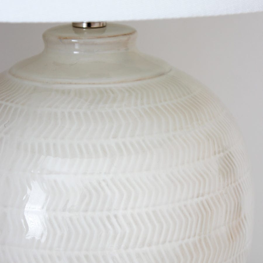 White Chevron Ceramic Table Lamp By Black Mango
