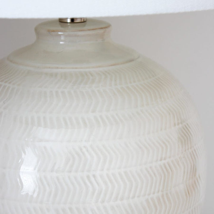 White Chevron Ceramic Table Lamp By Black Mango