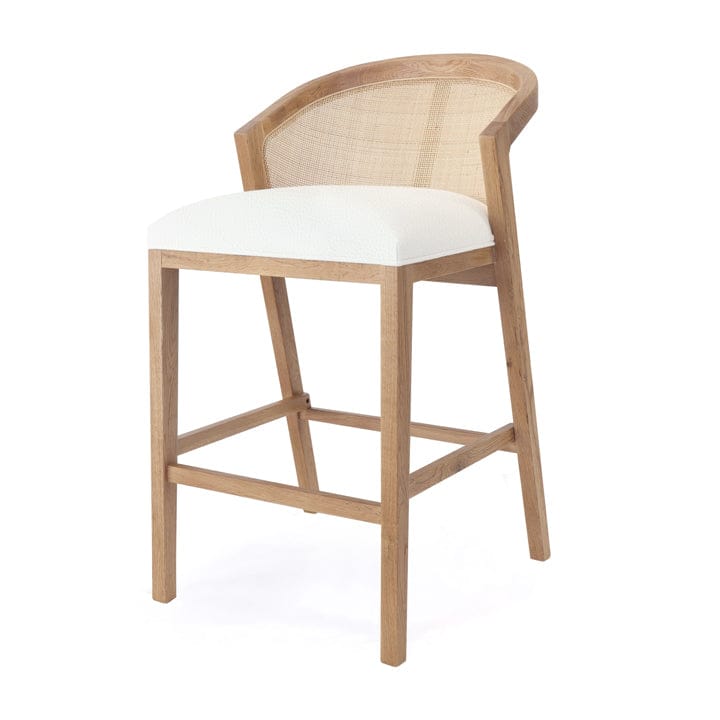 Anka Oak Counter Stool White Leatherette By Black Mango Interiors