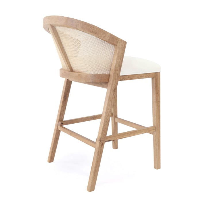 Anka Oak Counter Stool White Leatherette By Black Mango Interiors