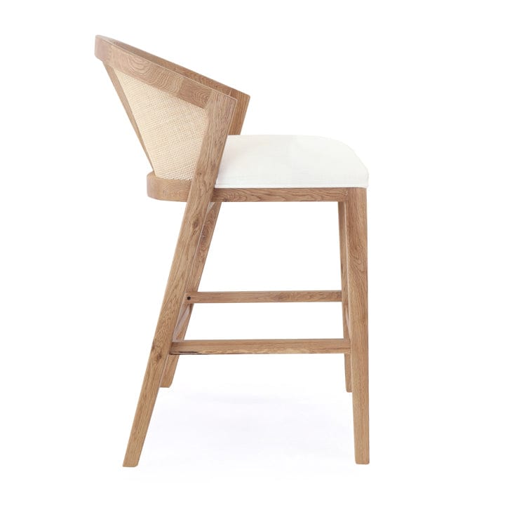 Anka Oak Counter Stool White Leatherette By Black Mango Interiors