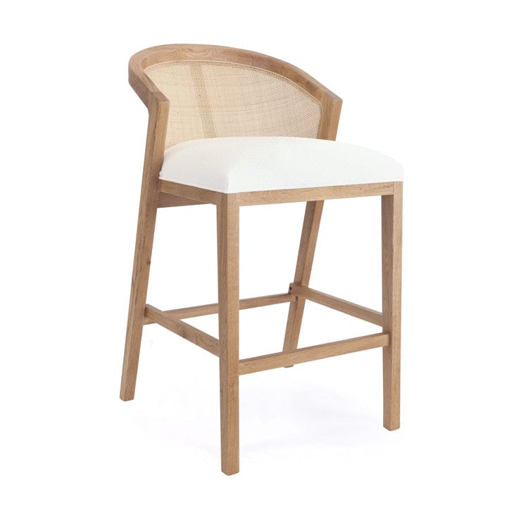 Anka Oak Counter Stool White Leatherette By Black Mango Interiors