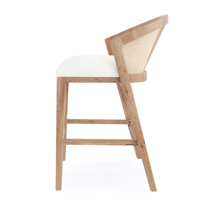 Anka Oak Counter Stool White Leatherette By Black Mango Interiors