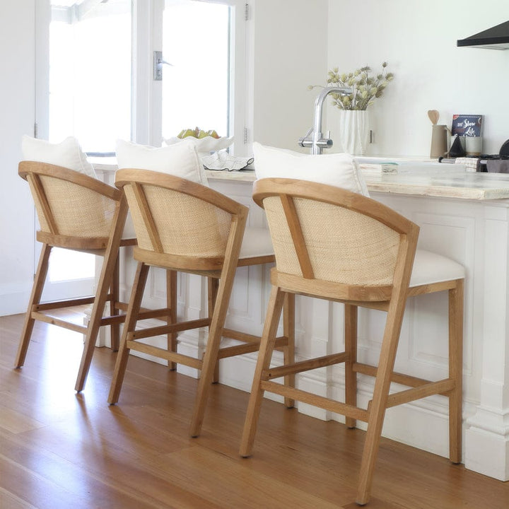 Anka Oak Counter Stool White Leatherette By Black Mango Interiors