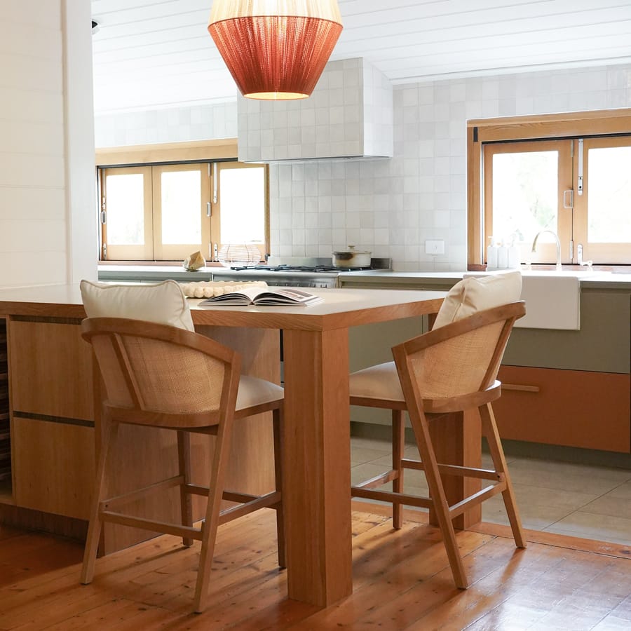 Anka Oak Counter Stool White Leatherette By Black Mango Interiors