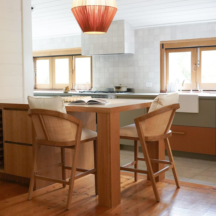 Anka Oak Counter Stool White Leatherette By Black Mango Interiors