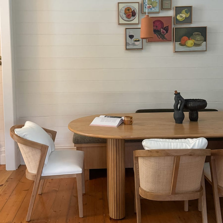 Anka Oak Dining Chair White Leatherette By Black Mango Interiors