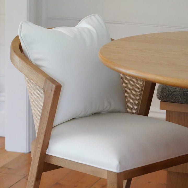 Anka Oak Dining Chair White Leatherette By Black Mango Interiors