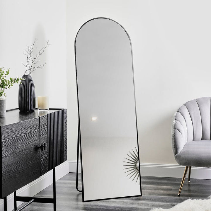 Arched 165cm Standing Full Length Mirror Black By Black Mango