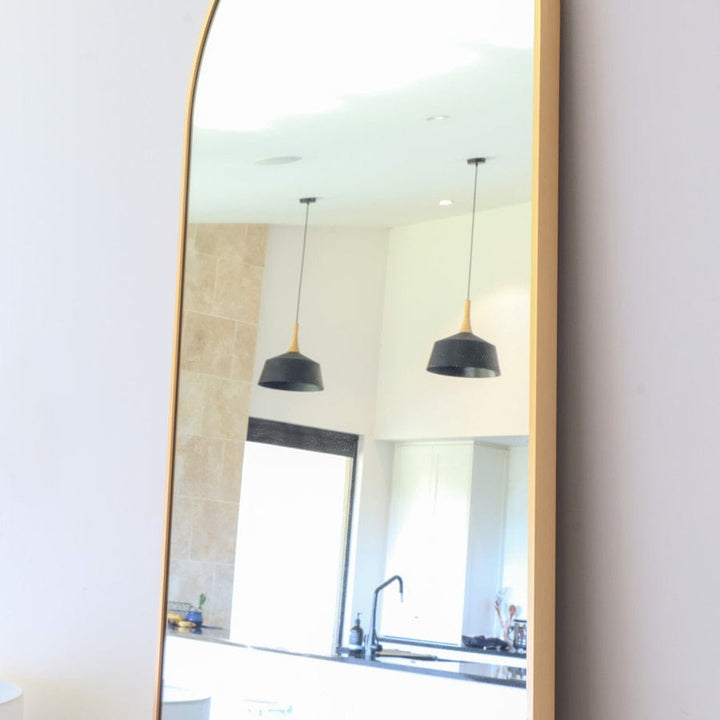 Arched 165cm Standing Full Length Mirror Gold By Black Mango