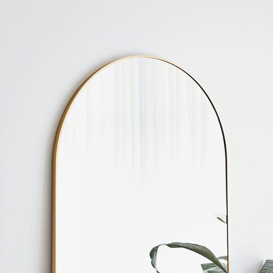 Arched 180cm Leaning Wall Mirror Gold By Black Mango