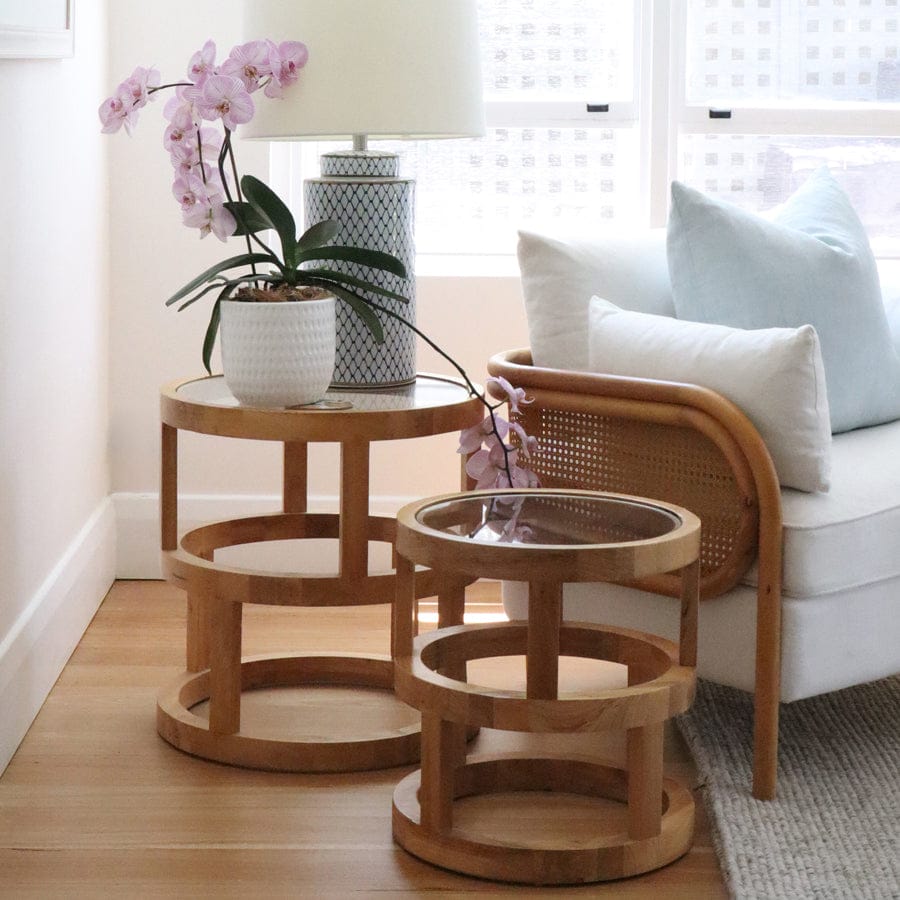 Arlo Side Table Elm Wood Set of 2 By Black Mango Interiors