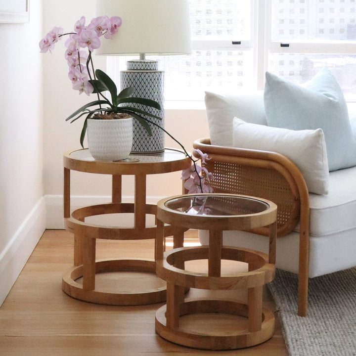 Arlo Side Table Elm Wood Set of 2 By Black Mango Interiors