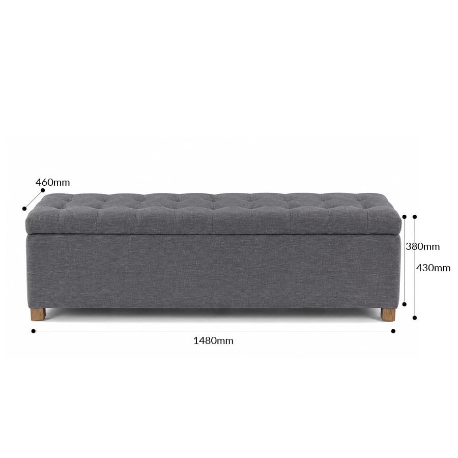 Ashlee Blanket Box Charcoal By Black Mango Interiors
