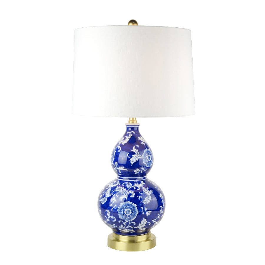 Audrey Blue & White Floral Ceramic Table Lamp By Black Mango