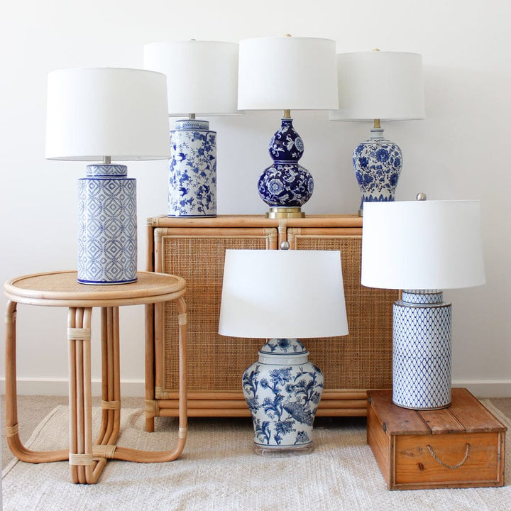 Audrey Blue & White Floral Ceramic Table Lamp By Black Mango