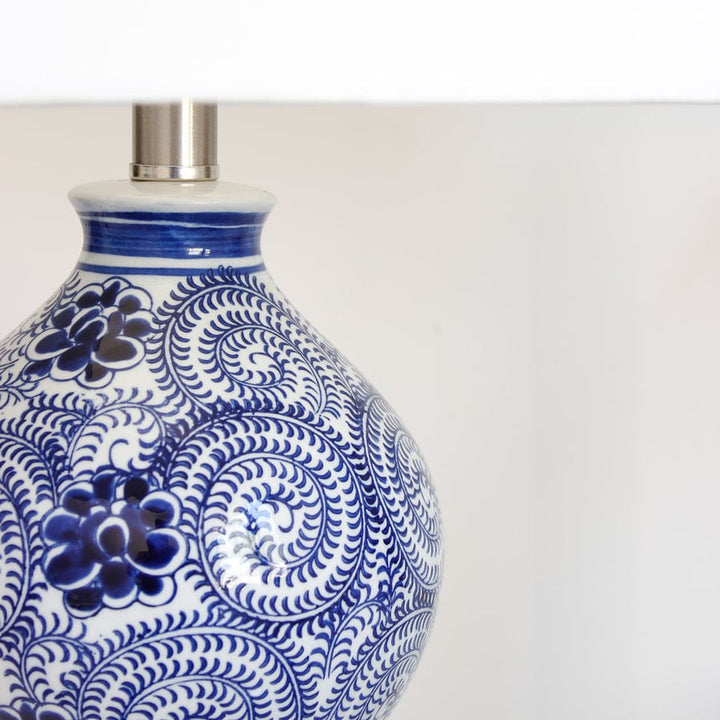 Audrey Blue & White Swirl Ceramic Table Lamp By Black Mango