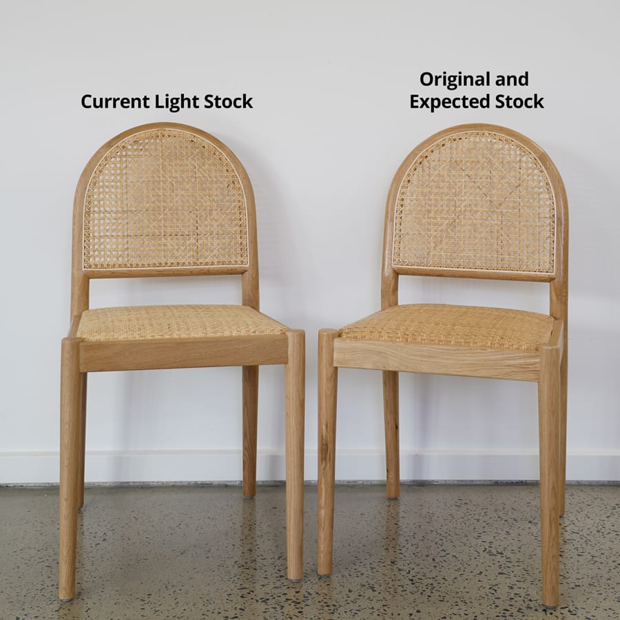 Bungalow Arched Rattan &amp; Oak Dining Chair | Light Tone | Set of 2 By Black Mango Interiors