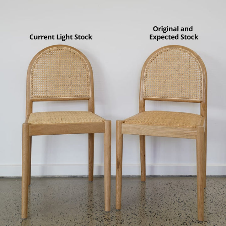 Bungalow Arched Rattan &amp; Oak Dining Chair | Light Tone | Set of 2 By Black Mango Interiors