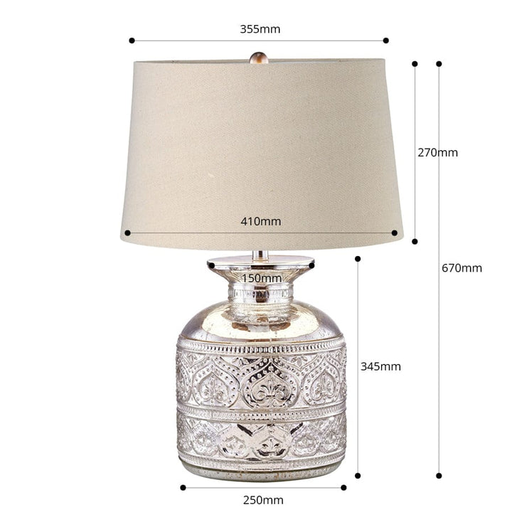 Casablanca Silver Glass Table Lamp By Black Mango Interiors