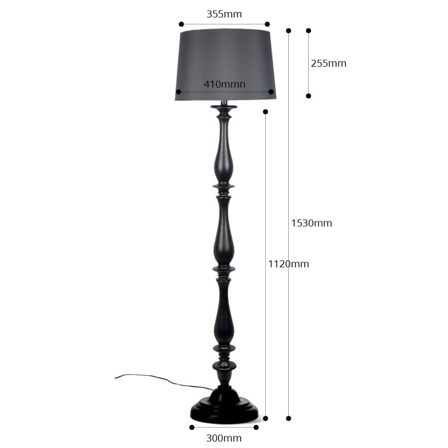 Classic Style Floor Lamp Black 153cm By Black Mango