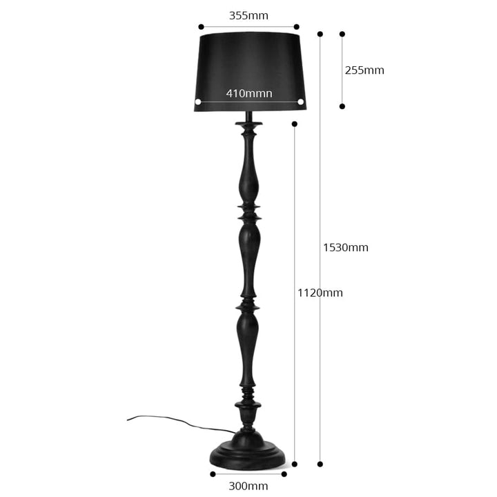 Classic Style Floor Lamp Black 153cm By Black Mango Interiors
