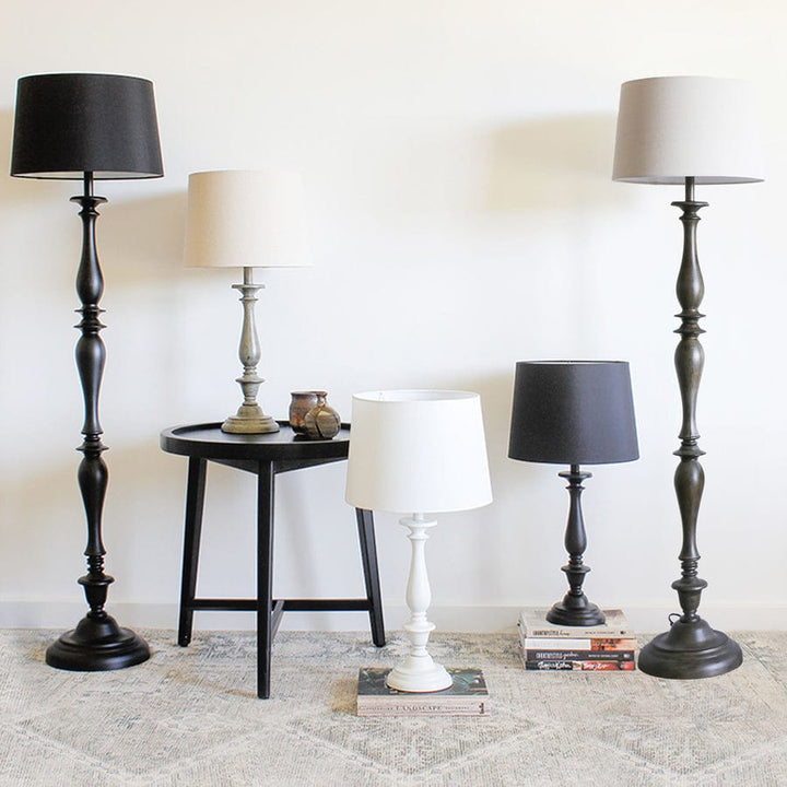 Classic Style Table Lamp Anitque Grey 69cm By Black Mango
