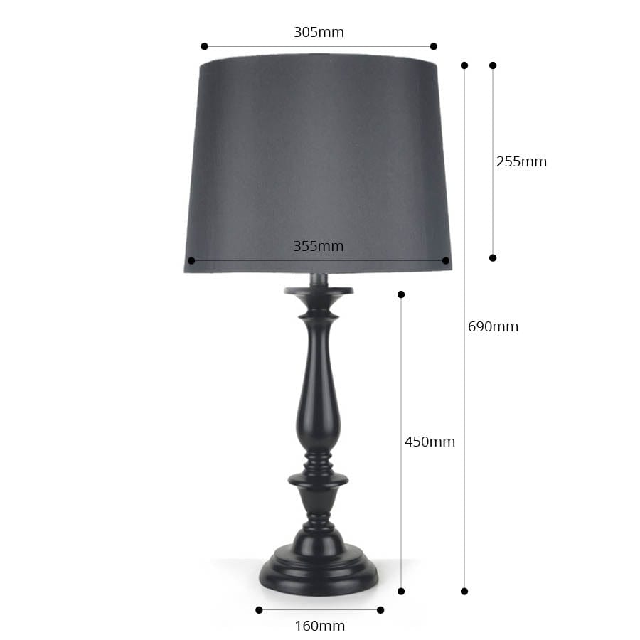 Classic Style Table Lamp Black 69cm Black Mango Interiors