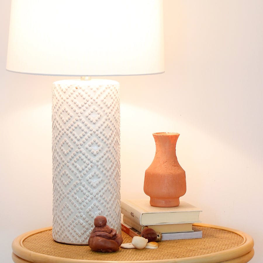 Coco Raised Dot Ceramic Table Lamp Cream By Black Mango