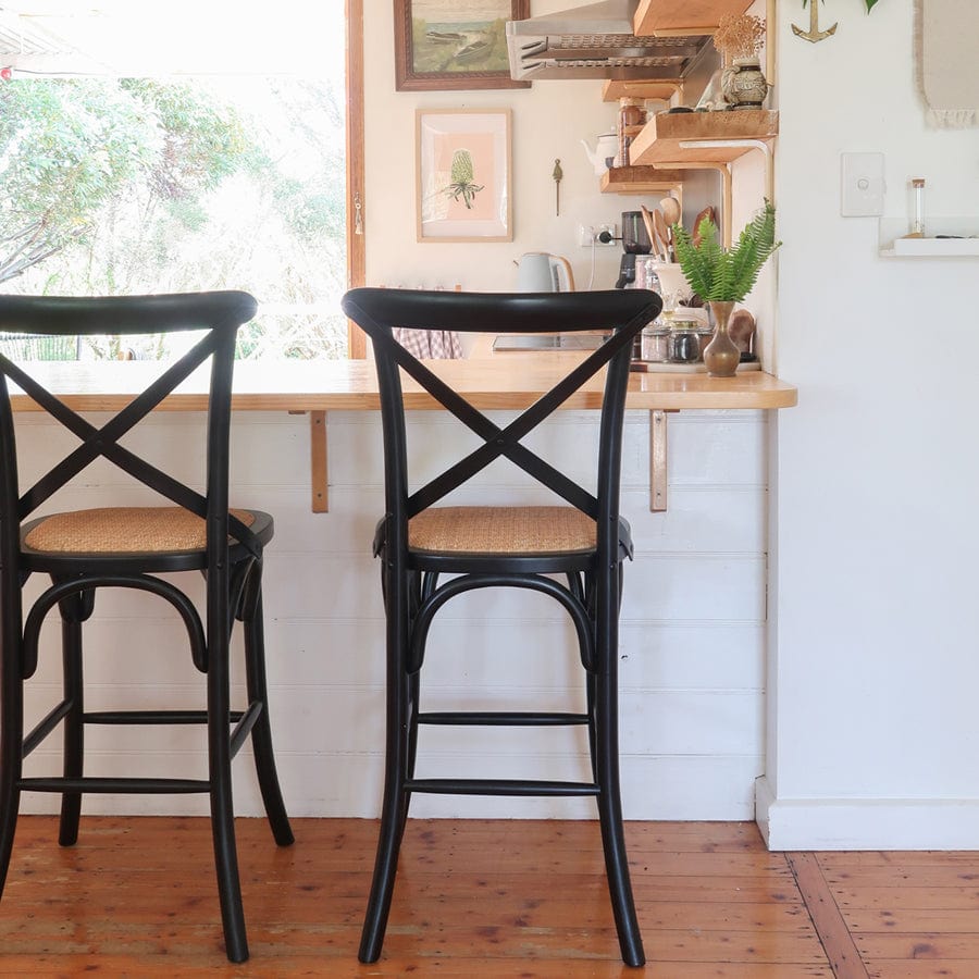 Cross Back Counter Stool Black Black Mango Interiors