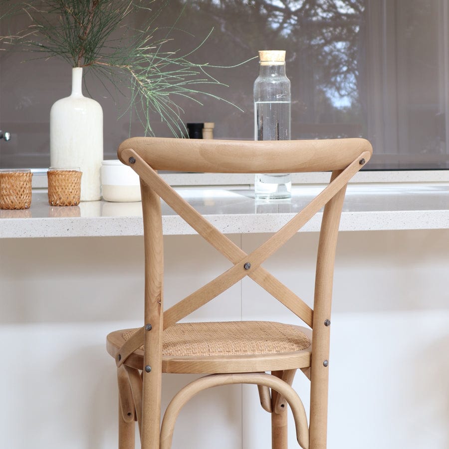 Cross Back Counter Stool Natural Black Mango Interiors