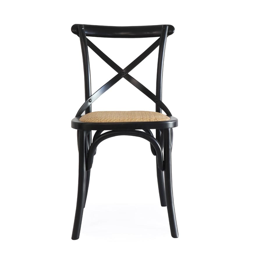 Cross Back Dining Chair Black Black Mango