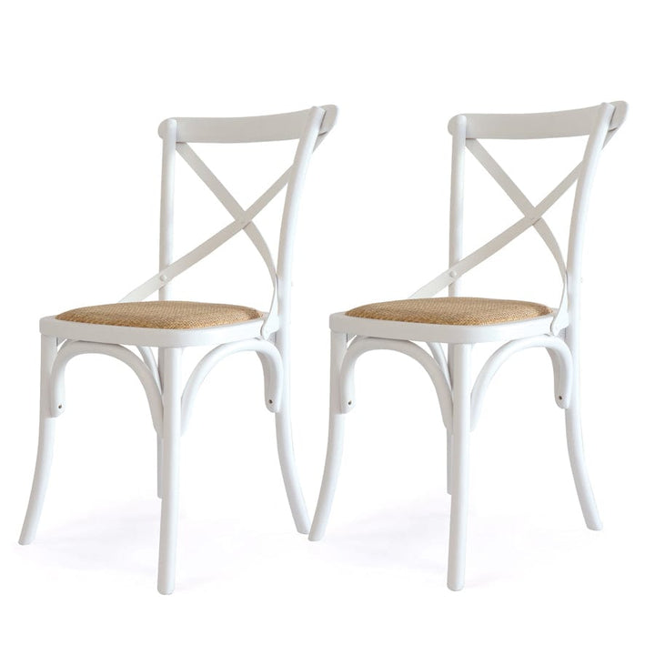 Cross Back Dining Chair White | Set of 2 By Black Mango