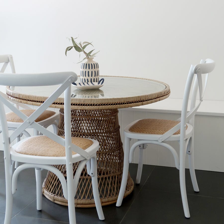 Cross Back Dining Chair White Black Mango Interiors