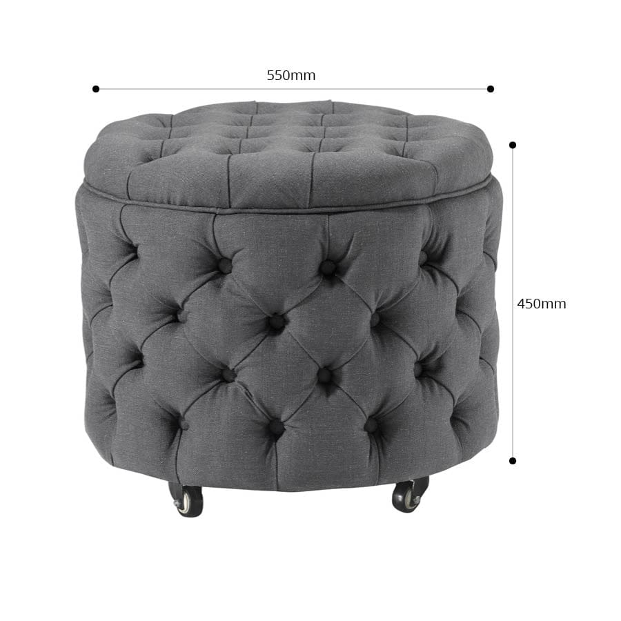 Emma Storage Ottoman Small Charcoal By Black Mango Interiors