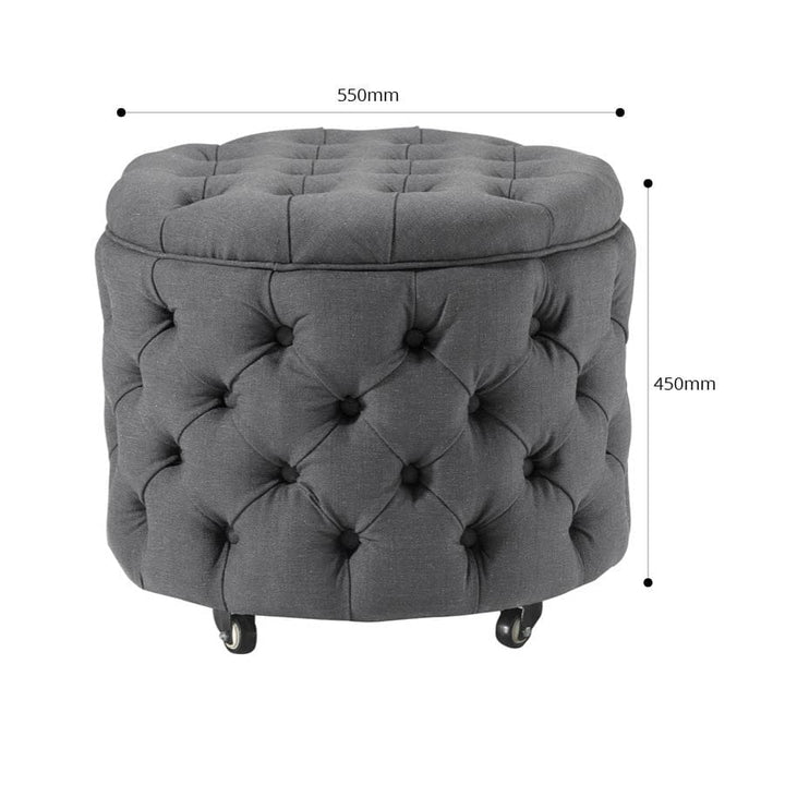Emma Storage Ottoman Small Charcoal By Black Mango Interiors