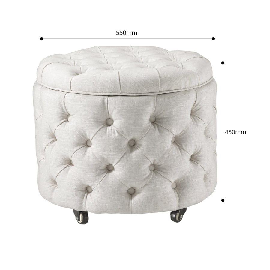 Emma Storage Ottoman Small Ivory By Black Mango Interiors