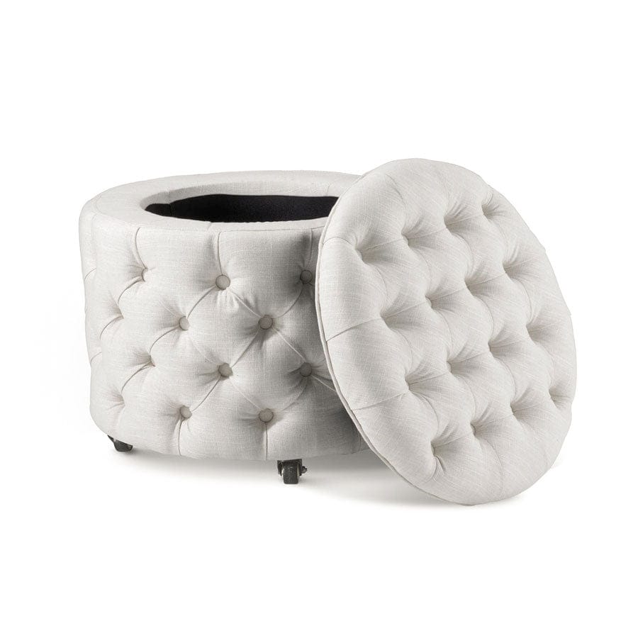 Emma Storage Ottoman Small Ivory By Black Mango Interiors