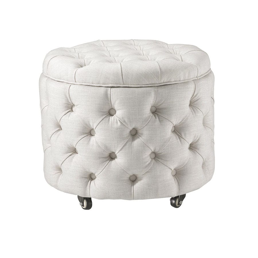 Emma Storage Ottoman Small Ivory By Black Mango Interiors