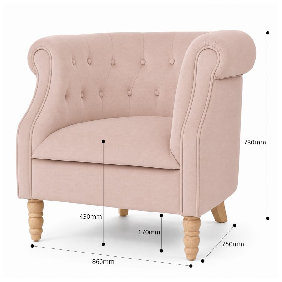 Esther Tub Chair Blush By Black Mango Interiors