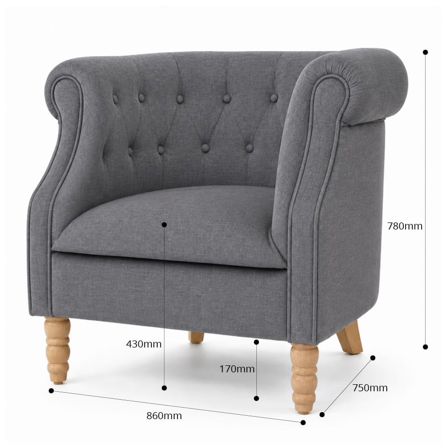Esther Tub Chair Charcoal By Black Mango Interiors