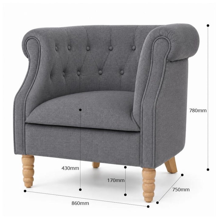 Esther Tub Chair Charcoal By Black Mango Interiors
