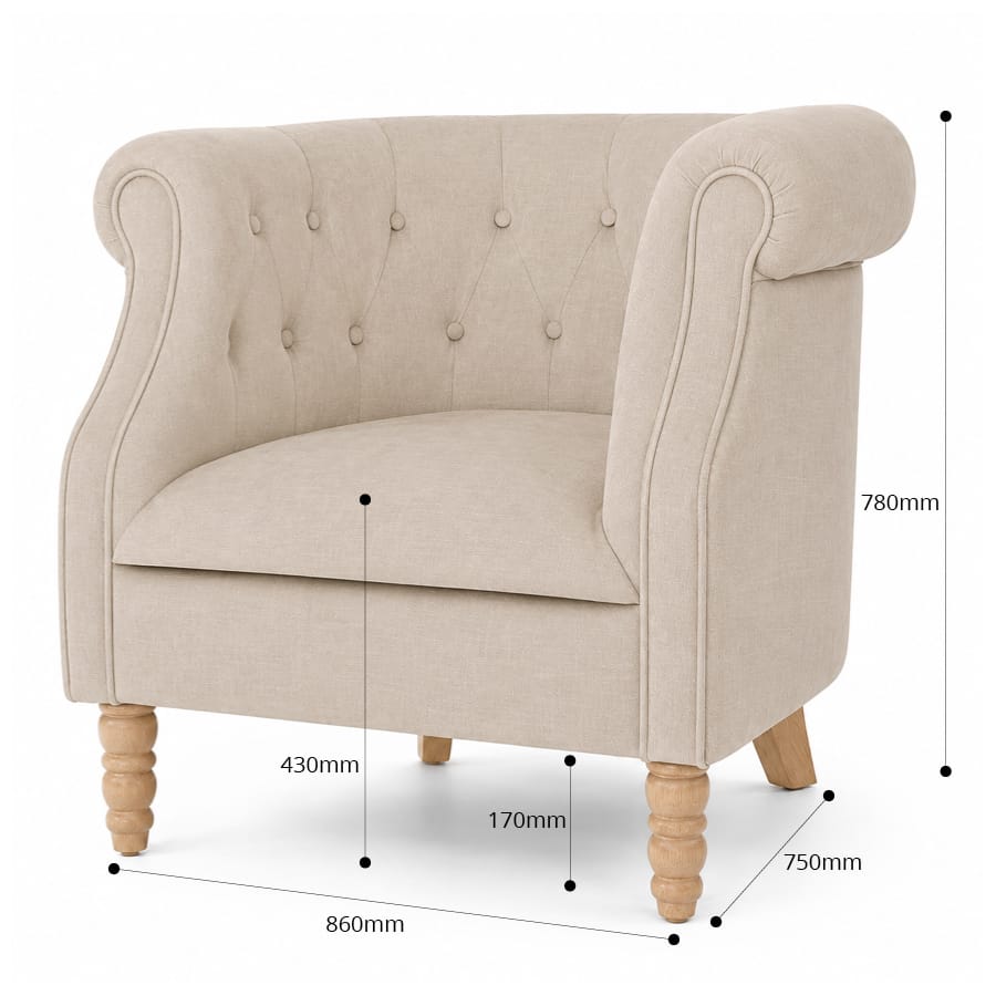 Esther Tub Chair Linen By Black Mango Interiors
