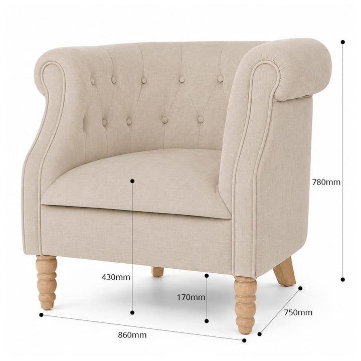 Esther Tub Chair Linen By Black Mango Interiors