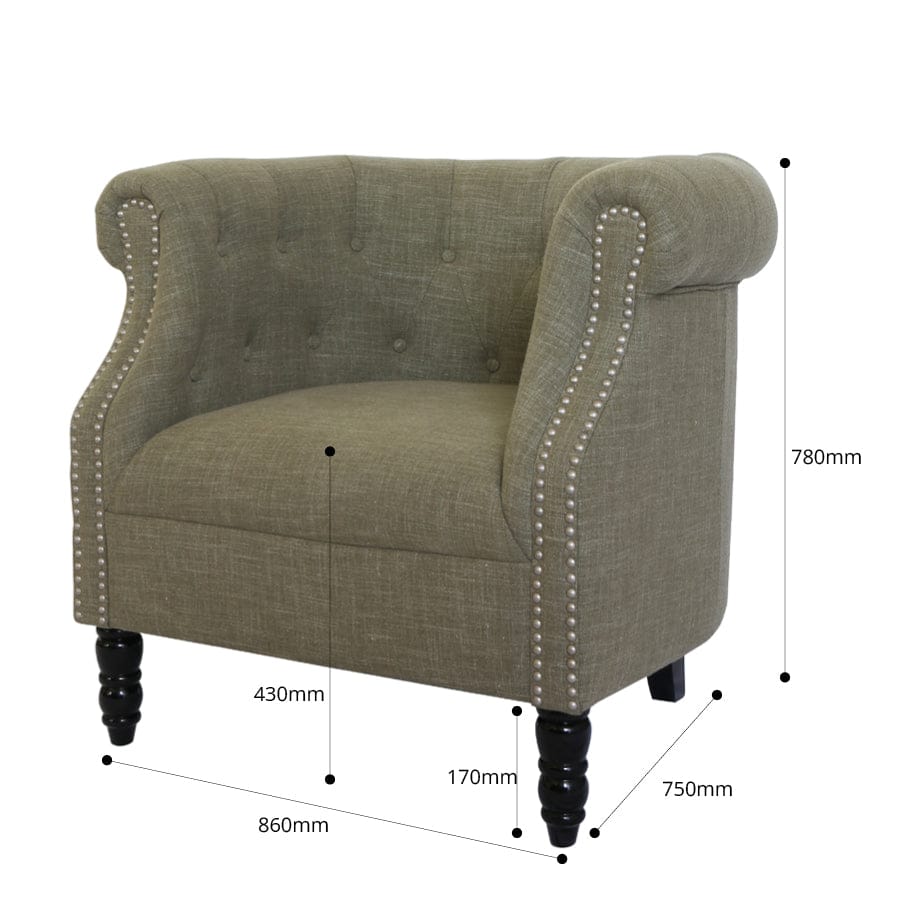 Esther Tub Chair Olive By Black Mango Interiors